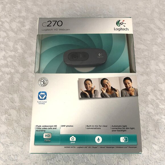 Logitech C270 HD Webcam for Video Calling & Photo Capture w/Built-in Mic USB 2.0 - Picture 4 of 12